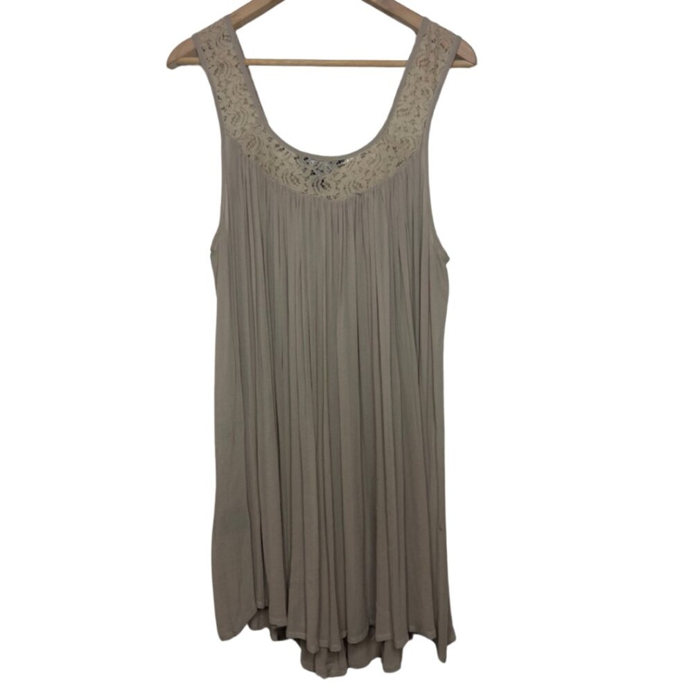 CHARLIE PAIGE | Womens Neutral Nude Pleated Chiffon Mini Dress | Size L/XL - Picture 5 of 11